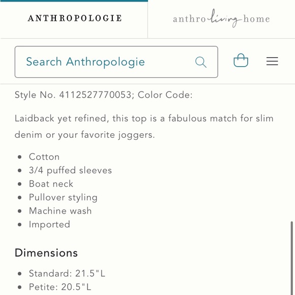 By Anthropologie French Terry Floral Batik Dolman Bubble Blouse Top - Picture 12 of 16